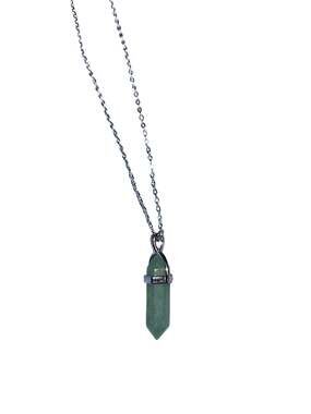 Green Aventurine Hexagonal Pointed Crystal Healing Pendant Necklace